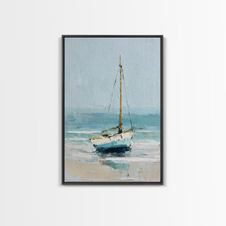 Sailboat on a Breezy Summer Horizon Framed Canvas Print, Patio Art, Wall Art, Patio Decor, Outdoor, Outdoor Wall Decor, PAT-2x3-47