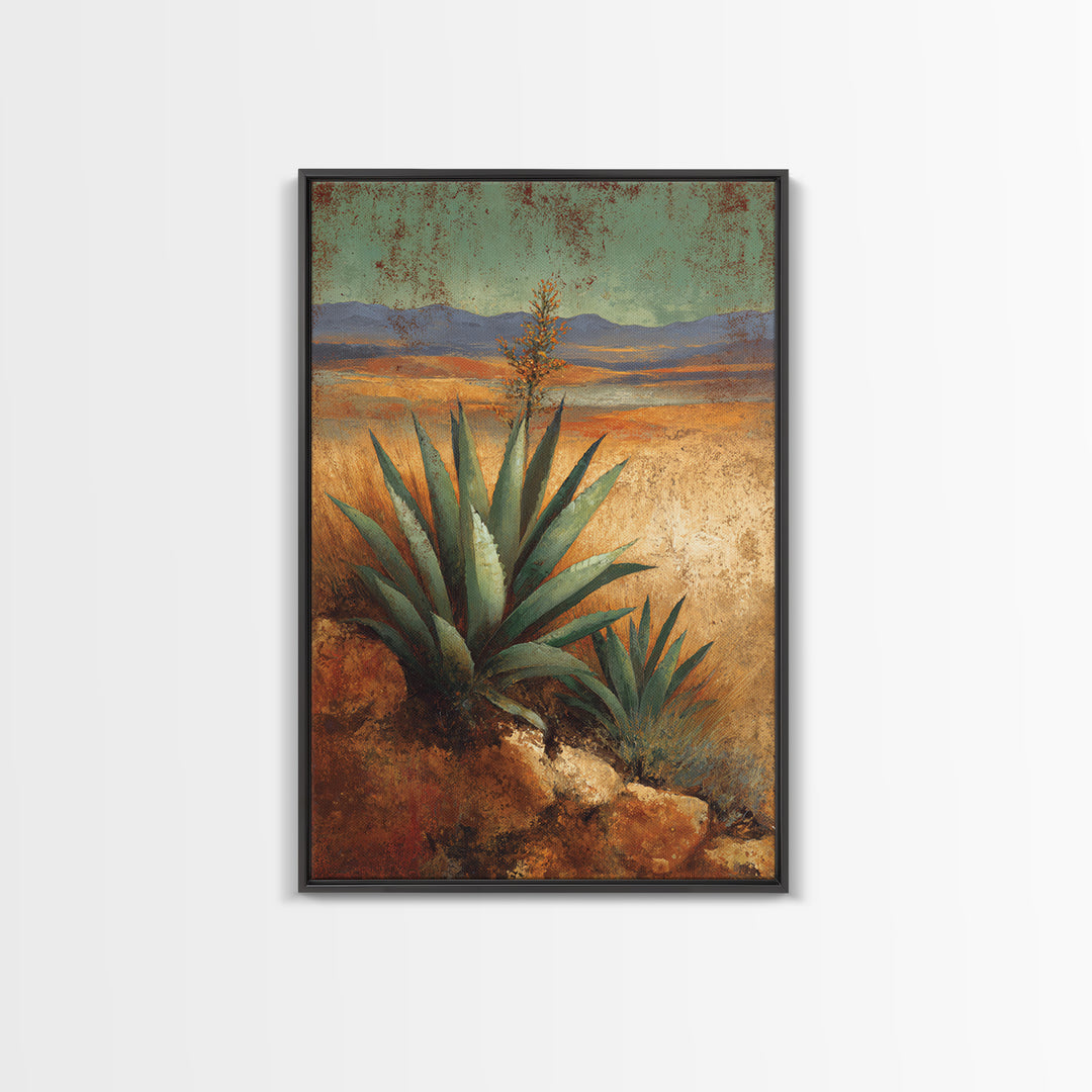 Desert Patio Agave and Bougainvillea Canvas Print, Patio Art, Wall Hanging, Patio Decor, Fine Art, Outdoor, Beach Art, PAT-2x3-49