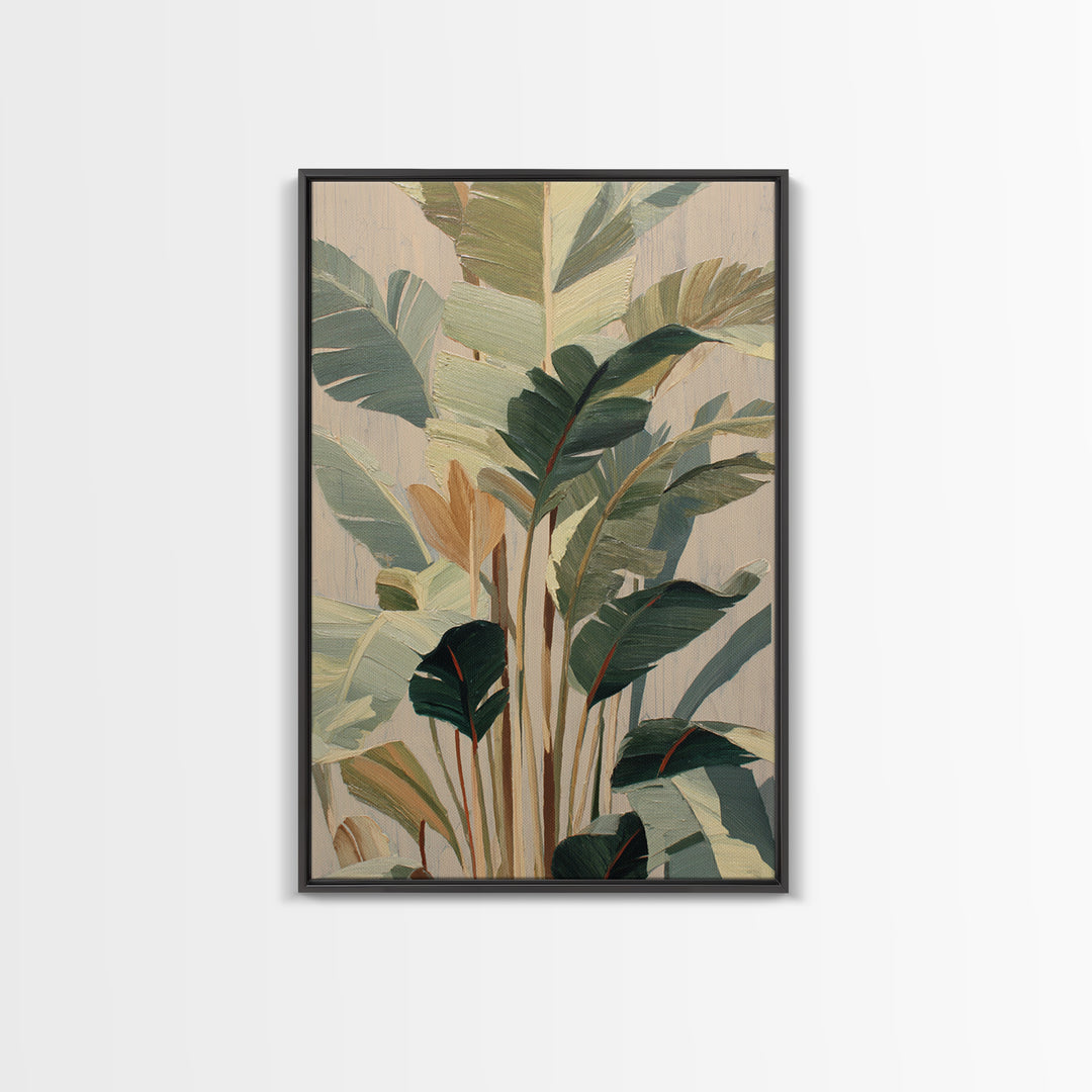 Tropical Palm Fronds Canvas Print, Patio Art, Floral Wall Art, Patio Decor, Oil Painting, Outdoor, Mixed Media Art, PAT-2x3-57
