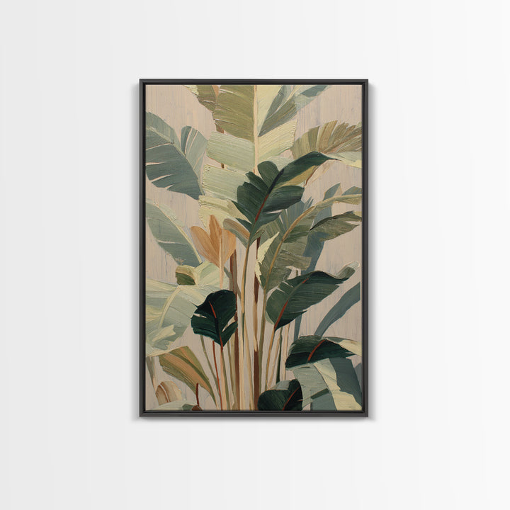 Tropical Palm Fronds Canvas Print, Patio Art, Floral Wall Art, Patio Decor, Oil Painting, Outdoor, Mixed Media Art, PAT-2x3-57