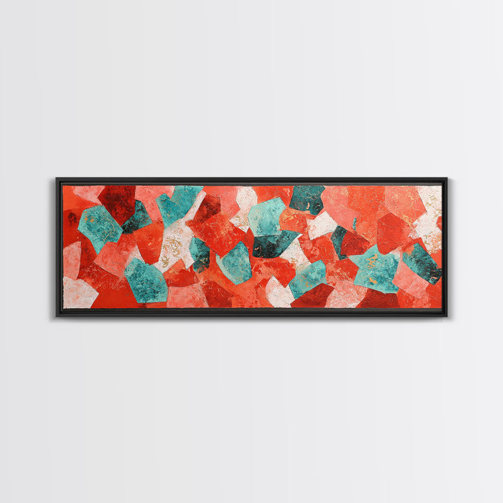Bright Coral and Turquoise Abstract for Outdoors Canvas Print, Patio Art, Modern Decor, Patio Decor, Fine Art, Outdoor, PAT-3x1-100