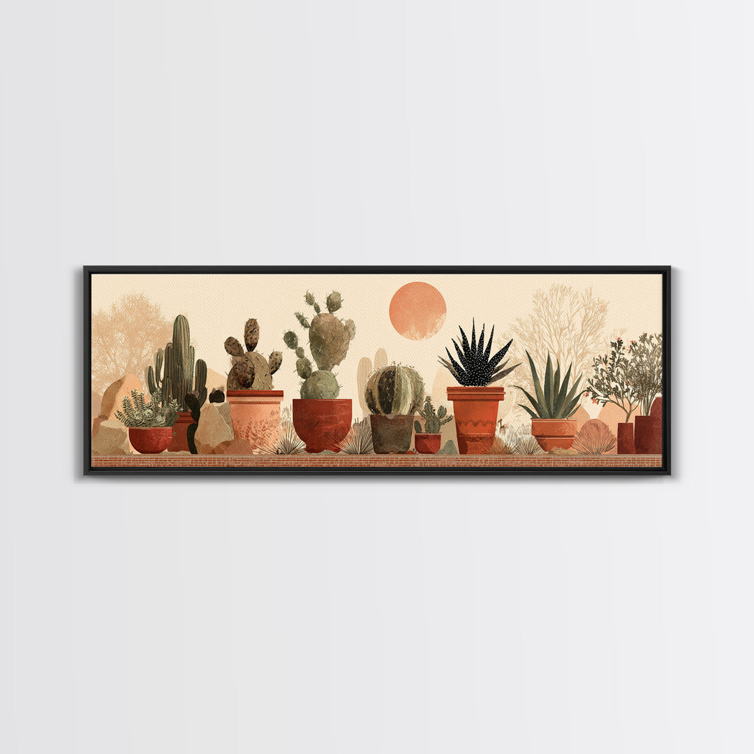 Cactus and Agave Canvas Print, Patio Art, Mixed Media Art, Patio Decor, Fine Art, Outdoor, Art Print, Room Decor, PAT-3x1-20