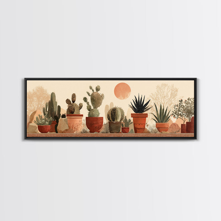 Cactus and Agave Canvas Print, Patio Art, Mixed Media Art, Patio Decor, Fine Art, Outdoor, Art Print, Room Decor, PAT-3x1-20