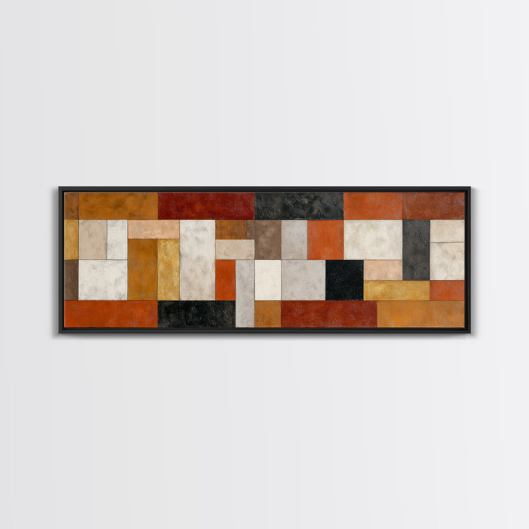 Warm Geometric Tile Pattern Canvas Print, Patio Art, Gallery Decor, Patio Decor, Fine Art, Outdoor, Contemporary Art, PAT-3x1-40