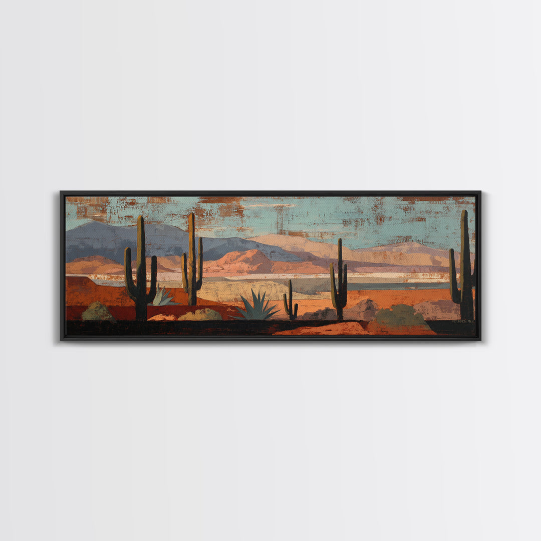 Cactus and Agave Framed Canvas Print, Patio Art, Neutral Decor, Patio Decor, Fine Art, Outdoor, Wall Art, Home Decor, PAT-3x1-44