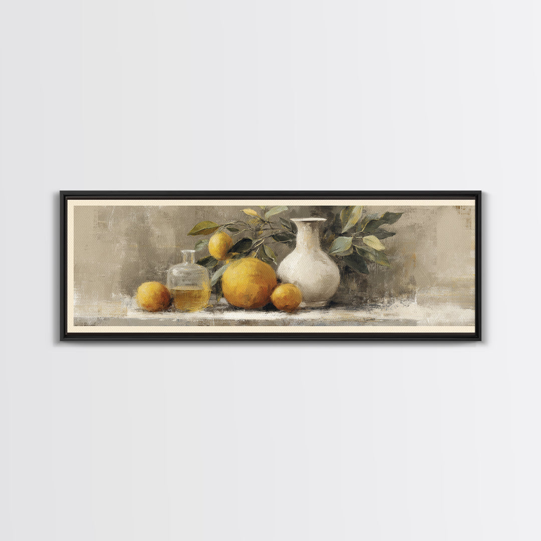 Outdoor Citrus Still Life Canvas Print, Patio Art, Patio Decor, Fine Art, Outdoor, Gallery Decor, Neutral Decor, Modern Decor, PAT-3x1-45