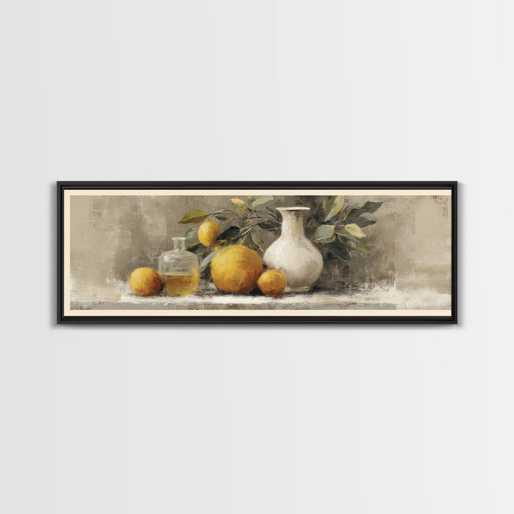 Outdoor Citrus Still Life Canvas Print, Patio Art, Patio Decor, Fine Art, Outdoor, Gallery Decor, Neutral Decor, Modern Decor, PAT-3x1-45