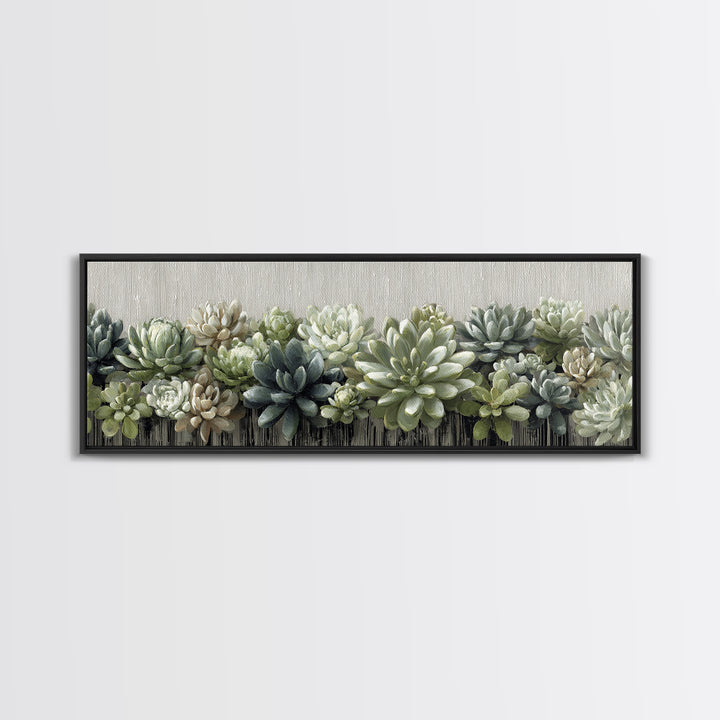 Succulent Collection in Ceramic Planters Canvas Print, Patio Art, Floral Art, Patio Decor, Oil Painting, Outdoor, PAT-3x1-85