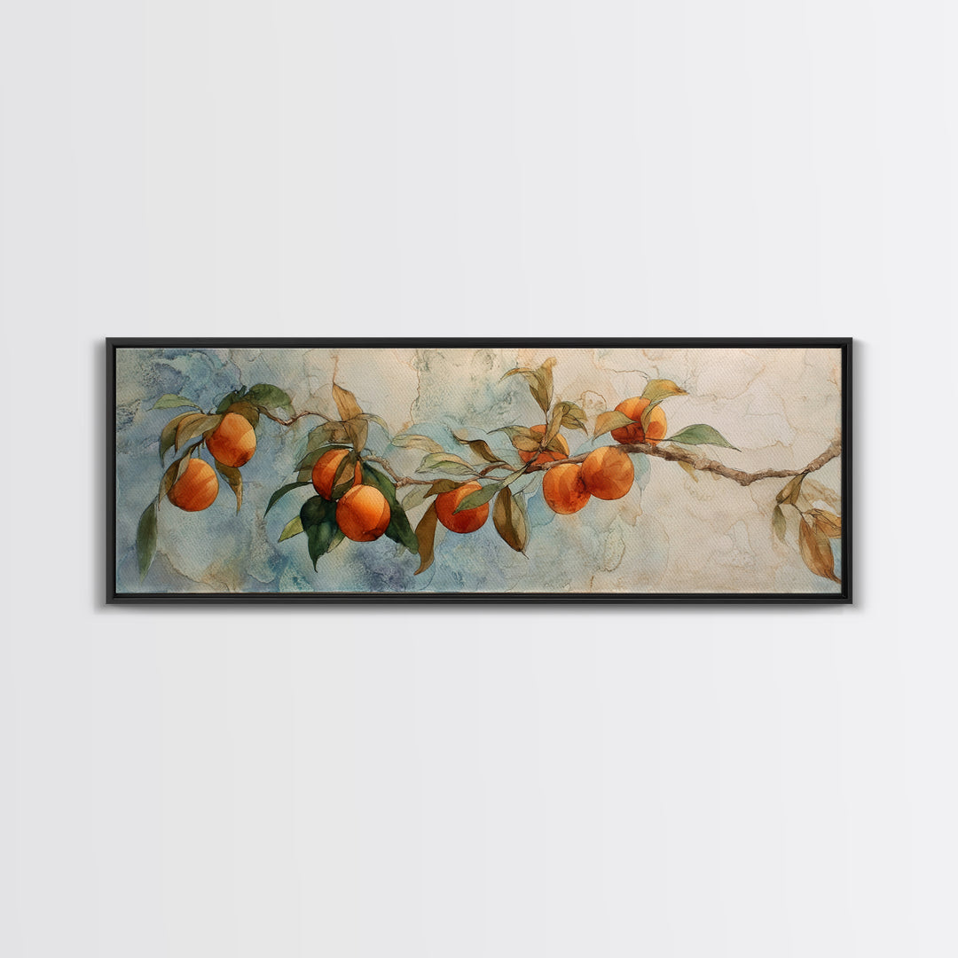 Orange Tree Branch Canvas Print, Patio Art, Western Decor, Patio Decor, Fine Art, Outdoor, Floral Art, Lake House Decor, PAT-3x1-86