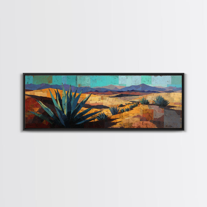Desert Patio Agave and Bougainvillea Framed Canvas Print, Patio Art, Western Decor, Patio Decor, Fine Art, Outdoor, Floral Art, PAT-3x1-9