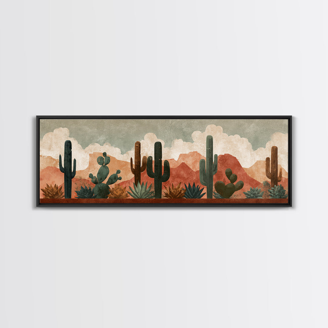 Cactus and Agave Canvas Print, Patio Art, Metal Wall Art, Patio Decor, Oil Painting, Outdoor, Coastal Wall Decor, Beach Art, PAT-3x1-92