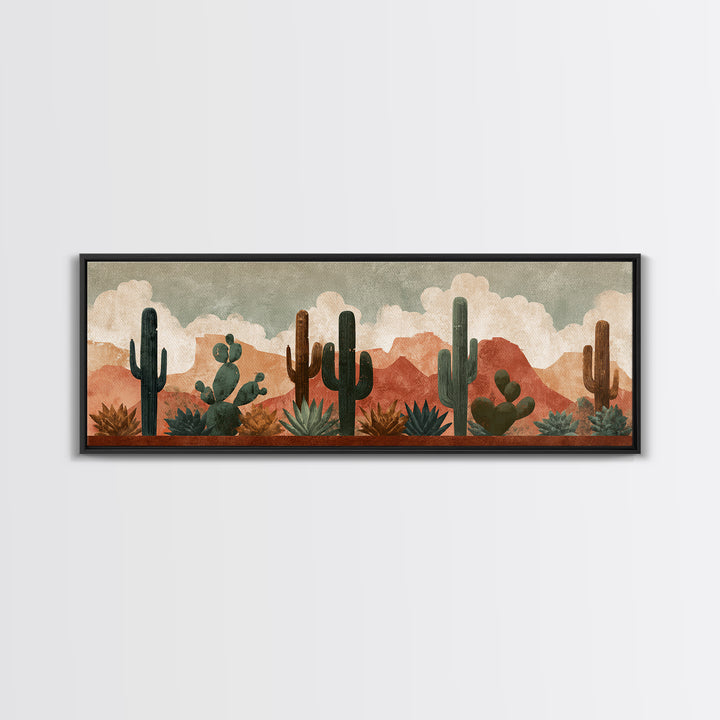 Cactus and Agave Canvas Print, Patio Art, Metal Wall Art, Patio Decor, Oil Painting, Outdoor, Coastal Wall Decor, Beach Art, PAT-3x1-92
