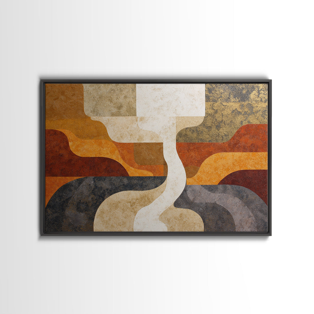 Warm Geometric Tile Pattern Framed Canvas Print, Patio Art, Fine Art Print, Patio Decor, Abstract Art, Outdoor, Wall Decor, PAT-3x2-100