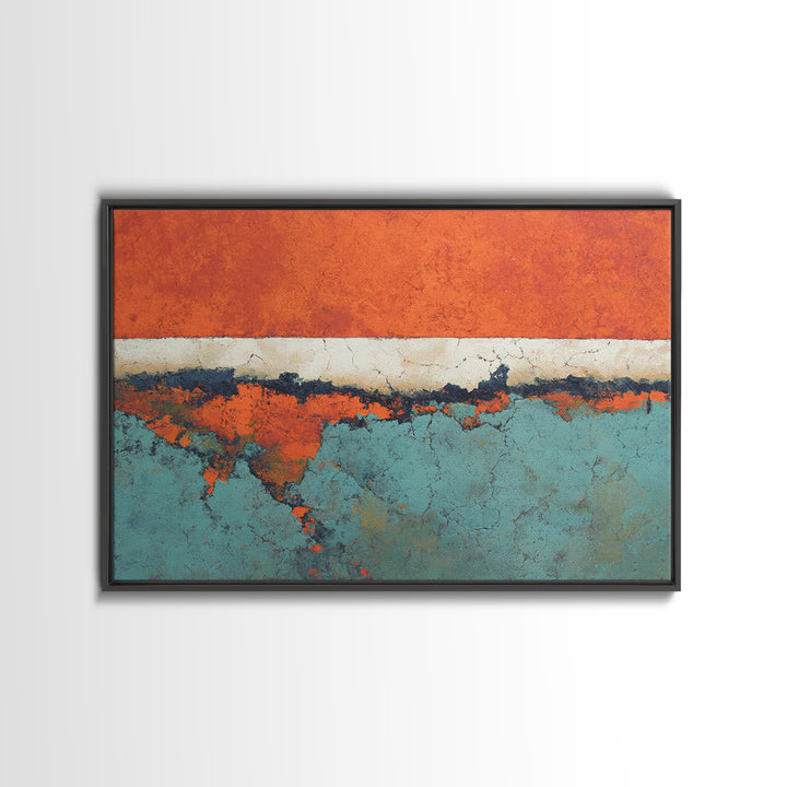 Bright Coral and Turquoise Abstract for Outdoors Canvas Print, Patio Art, Floral Wall Art, Patio Decor, Abstract Art, Outdoor, PAT-3x2-16