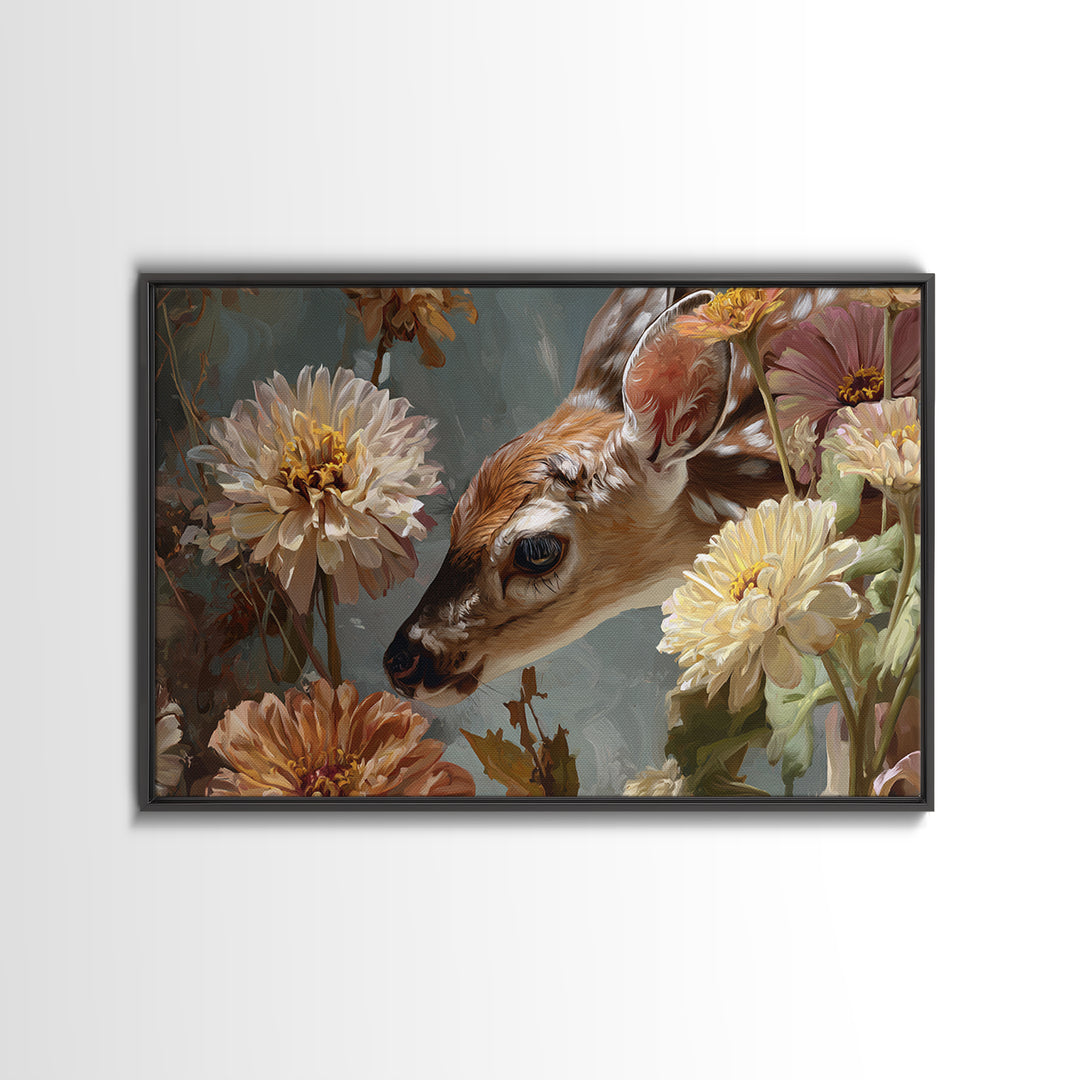 Butterfly Garden with Zinnias and Daisies Framed Canvas Print, Patio Art, Floral Art, Patio Decor, Fine Art, Outdoor, PAT-3x2-41