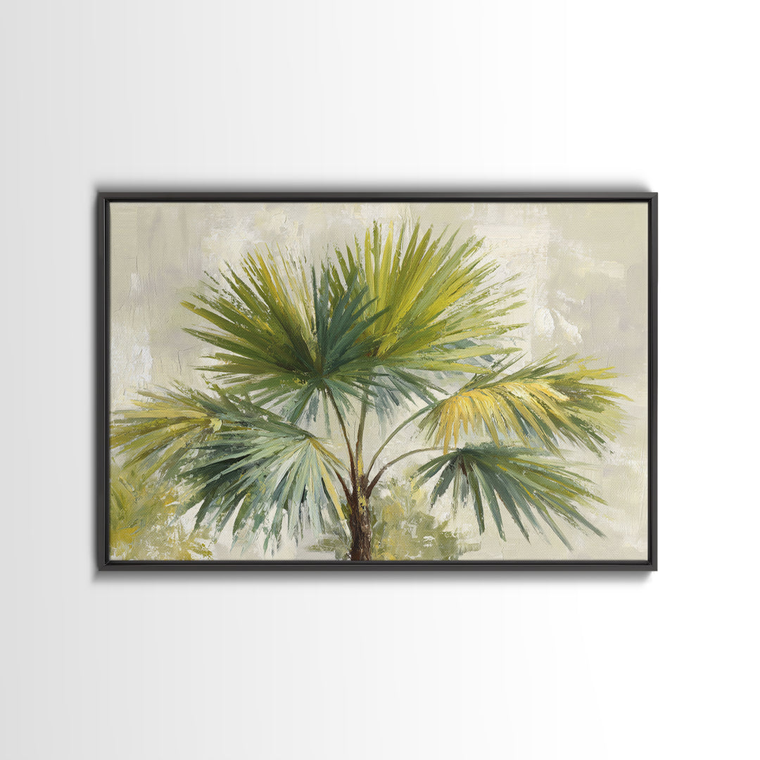 Tropical Palm Fronds Framed Canvas Print, Patio Art, Beach Art, Patio Decor, Fine Art, Outdoor, Neutral Decor, Modern Decor, PAT-3x2-5
