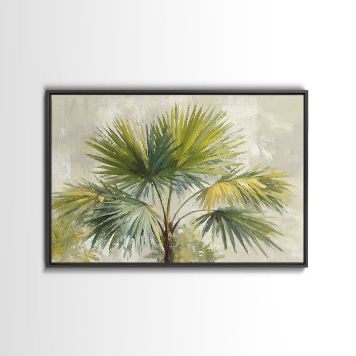 Tropical Palm Fronds Framed Canvas Print, Patio Art, Beach Art, Patio Decor, Fine Art, Outdoor, Neutral Decor, Modern Decor, PAT-3x2-5