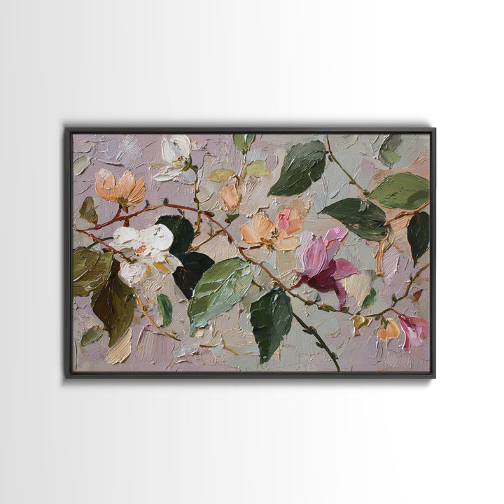 Sunset over Garden Flowers and Vines Framed Canvas Print, Patio Art, Art Print, Patio Decor, Fine Art, Outdoor, Garden Decor, PAT-3x2-59