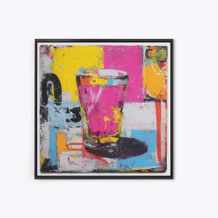 Milkshake Glass with Retro Diner Palette Framed Canvas Print, Pop Art, Art Print, Living Room Decor, Pop, Custom Portrait, POP-1x1-40