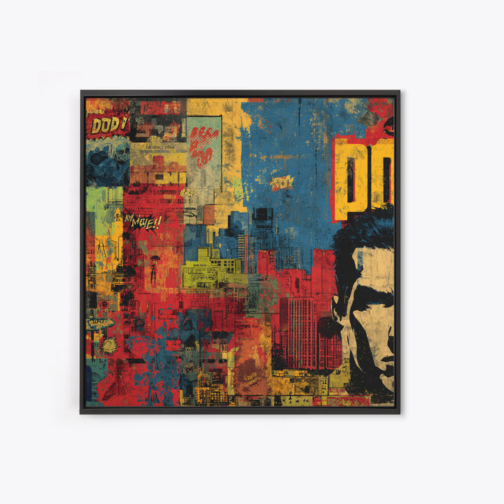 Comic Book City Skyline Canvas Print, Pop Art, 3d Art, Living Room Decor, Abstract Art, Pop, Textured Painting, POP-1x1-5