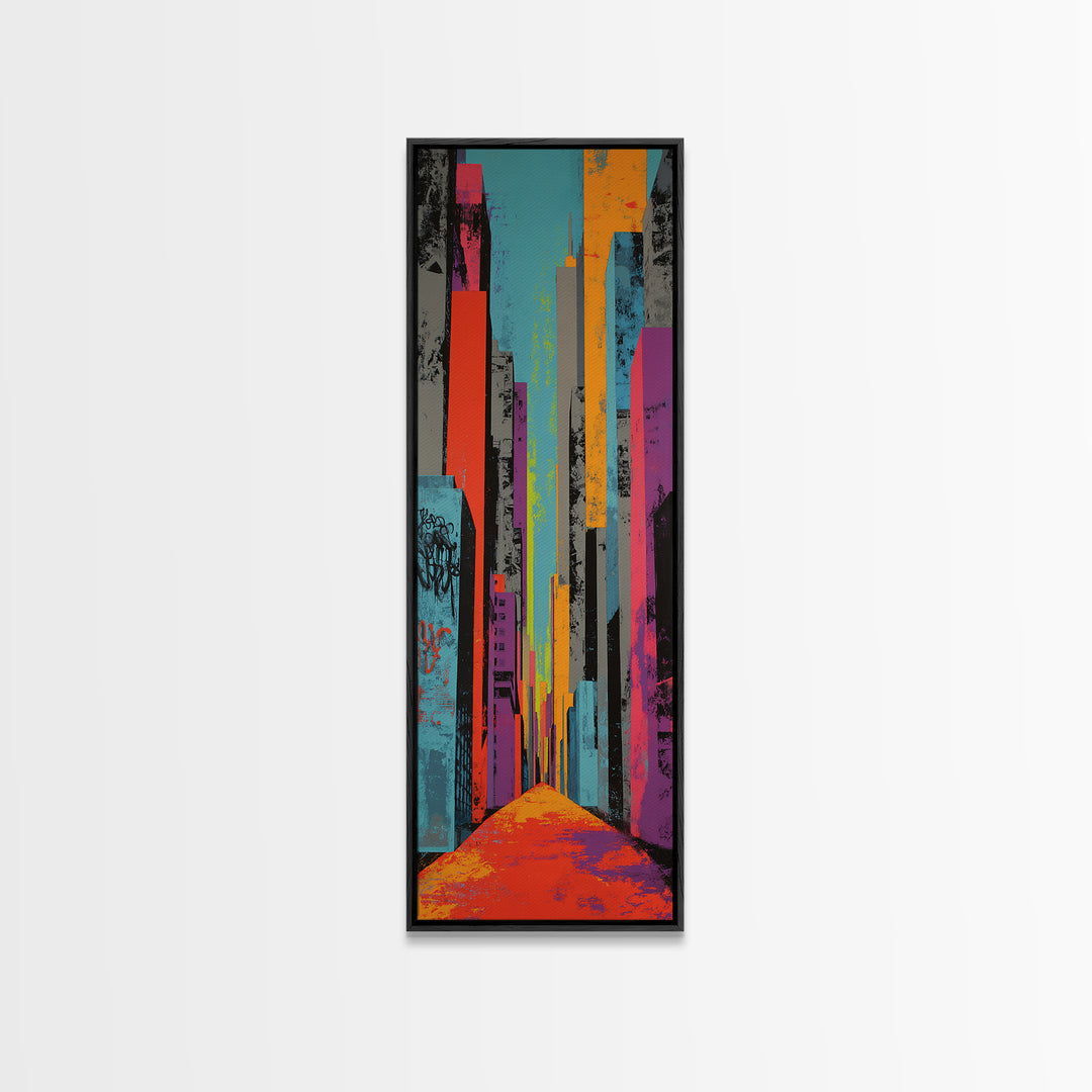 Comic Book City Skyline Canvas Print, Pop Art, Modern Art, Living Room Decor, Abstract Art, Pop, Modern Decor, Fine Art Print, POP-1x3-89