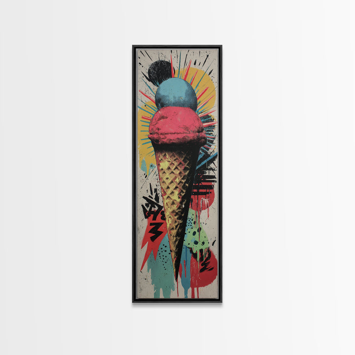 Ice Cream Cone Canvas Print, Pop Art, Art Print, Living Room Decor, Oil Painting, Pop, Custom Portrait, Pet Portrait, POP-1x3-90
