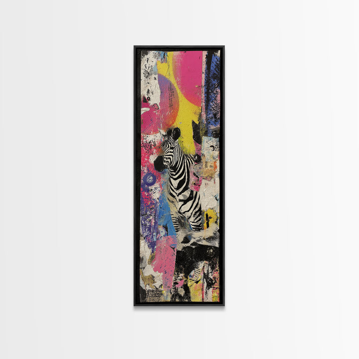 Zebra in Rainbow Pop Pattern Canvas Print, Pop Art, 3d Art, Living Room Decor, Oil Painting, Pop, Textured Painting, POP-1x3-97