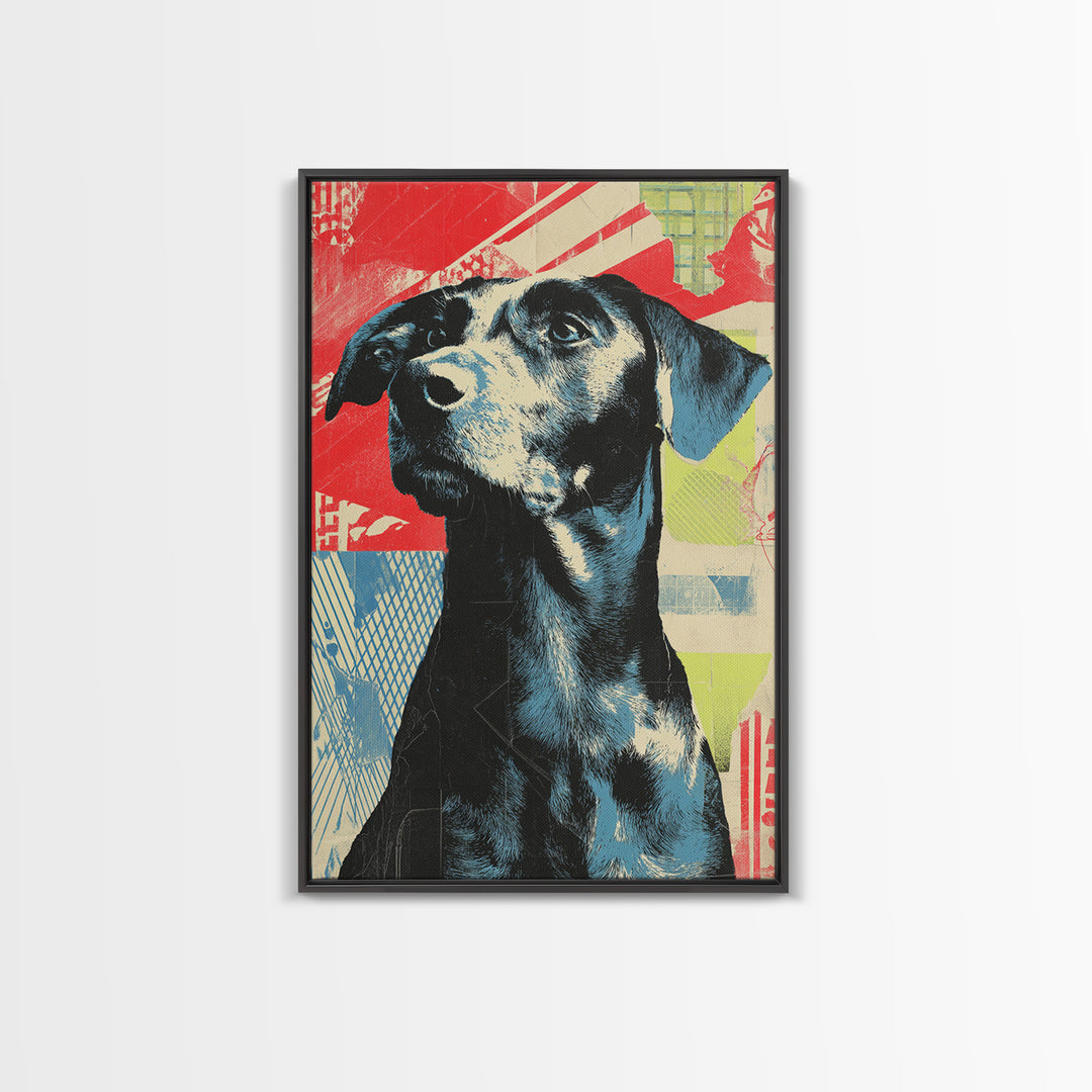 Pop Art Dog Portrait Framed Canvas Print, Pop Art, Bedroom Decor, Living Room Decor, Fine Art, Pop, 3d Art, Graffiti Art, POP-2x3-87