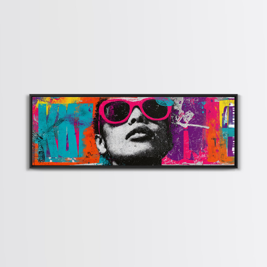 Glamorous Sunglasses Face Canvas Print, Pop Art, Art Print, Living Room Decor, Fine Art, Pop, Custom Portrait, Pet Portrait, POP-3x1-48