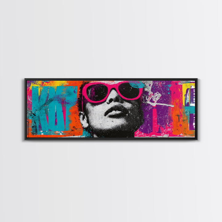 Glamorous Sunglasses Face Canvas Print, Pop Art, Art Print, Living Room Decor, Fine Art, Pop, Custom Portrait, Pet Portrait, POP-3x1-48
