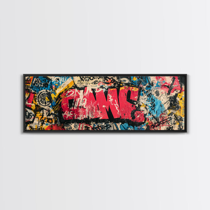 Comic Book City Skyline Canvas Print, Pop Art, Eclectic Home Decor, Living Room Decor, Fine Art, Pop, Minimalist Decor, POP-3x1-93