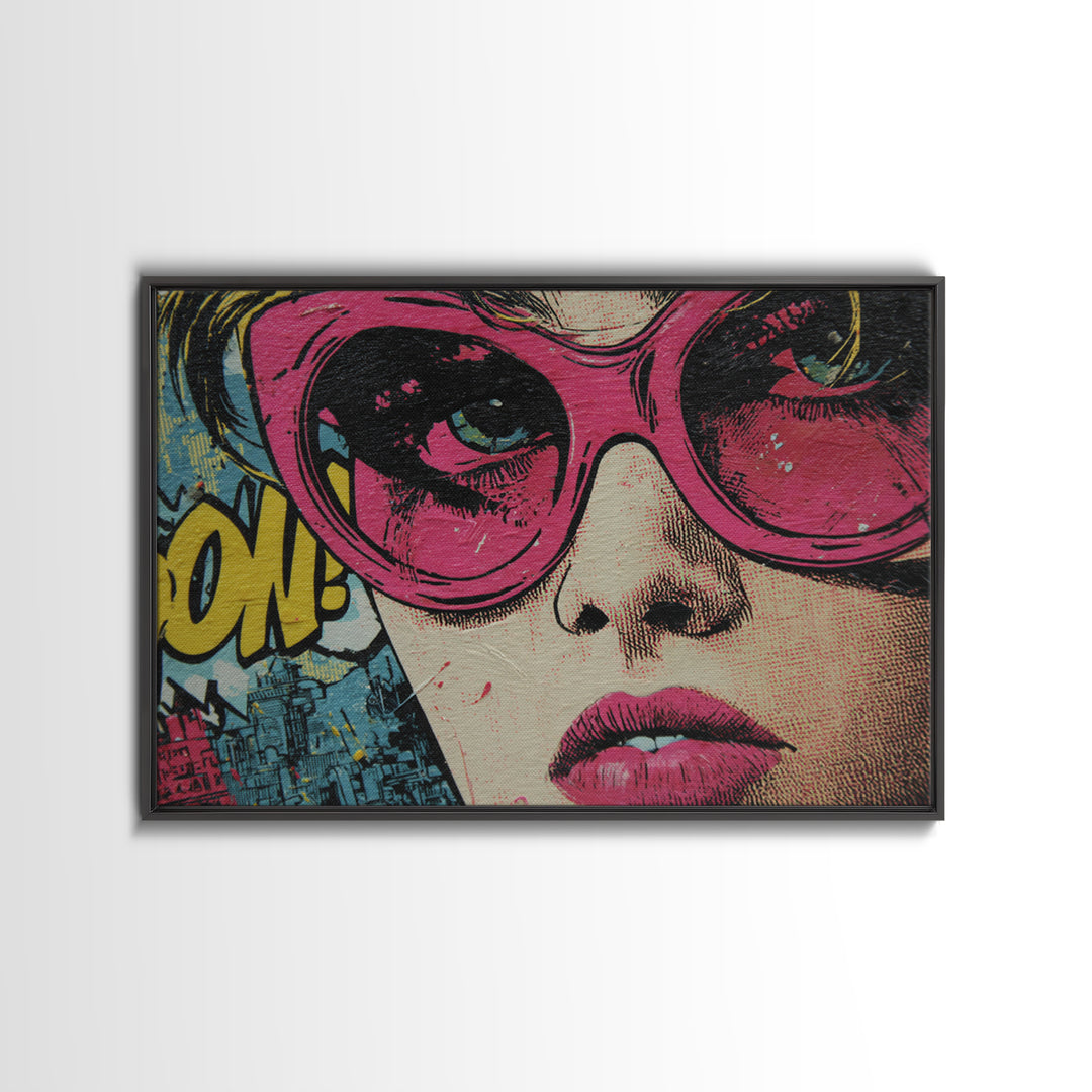 Glamorous Sunglasses Face Canvas Print, Pop Art, Original Art, Living Room Decor, Pop, Original Artwork, Football Wall Art, POP-3x2-12