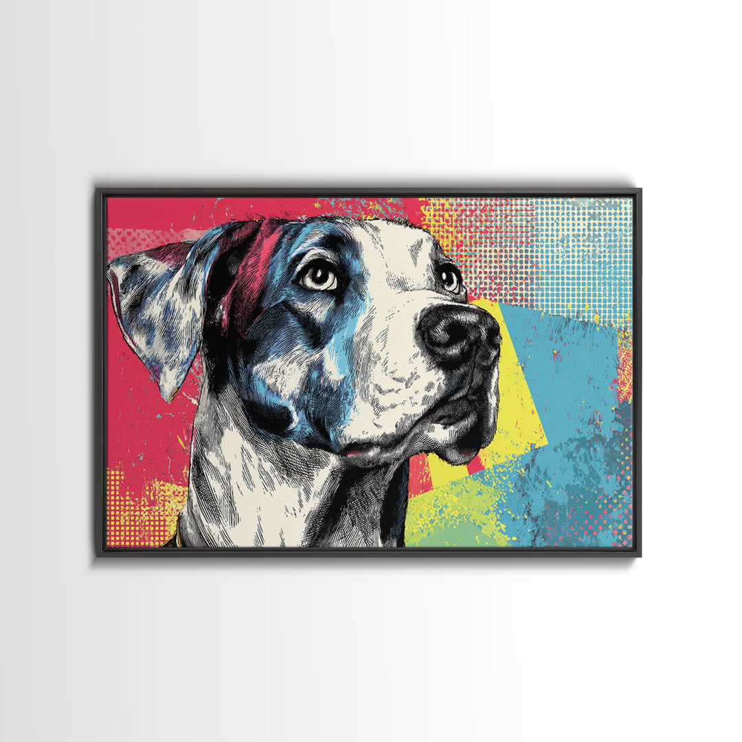 Pop Art Dog Portrait Framed Canvas Print, Pop Art, Art Print, Living Room Decor, Fine Art, Pop, Custom Portrait, Pet Portrait, POP-3x2-59