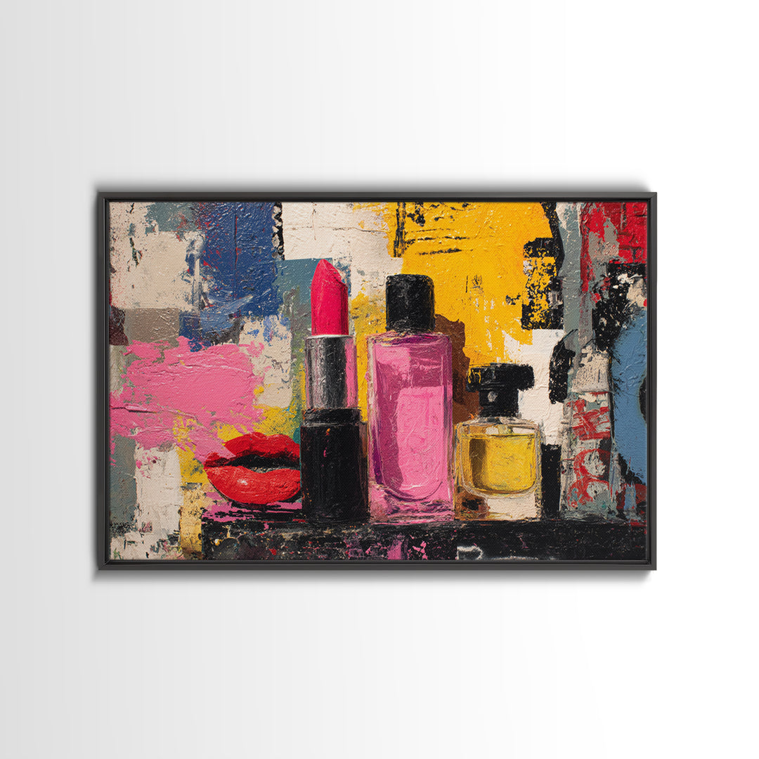 Lipstick and Perfume Fashion Still Life Canvas Print, Pop Art, Modern Decor, Living Room Decor, Fine Art, Pop, Home Decor, POP-3x2-72