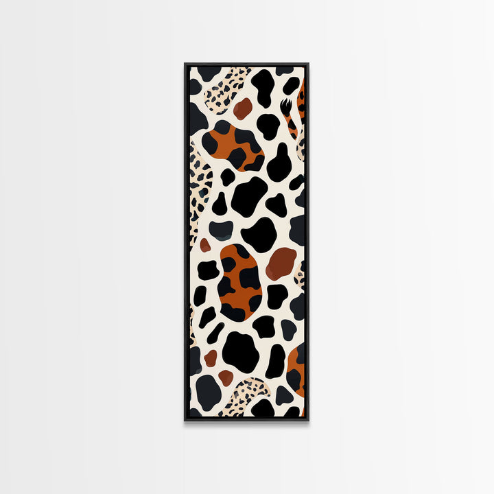 Retro Cheetah Print Wall Art Framed Canvas Print, MCM Style Art, Retro 70s Style Decor, Wood Frame Wall Art, Vintage Inspired Decor