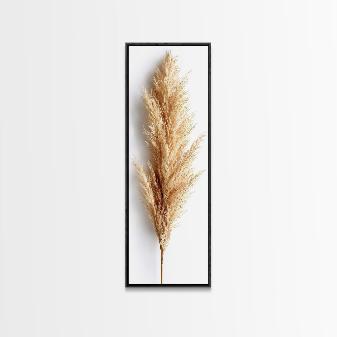 Pampas Grass Botanical Art - Framed Canvas Print, Skinny Tall Art, Minimalist Wall Art for Living Room, Bedroom Decor, Botanical Print