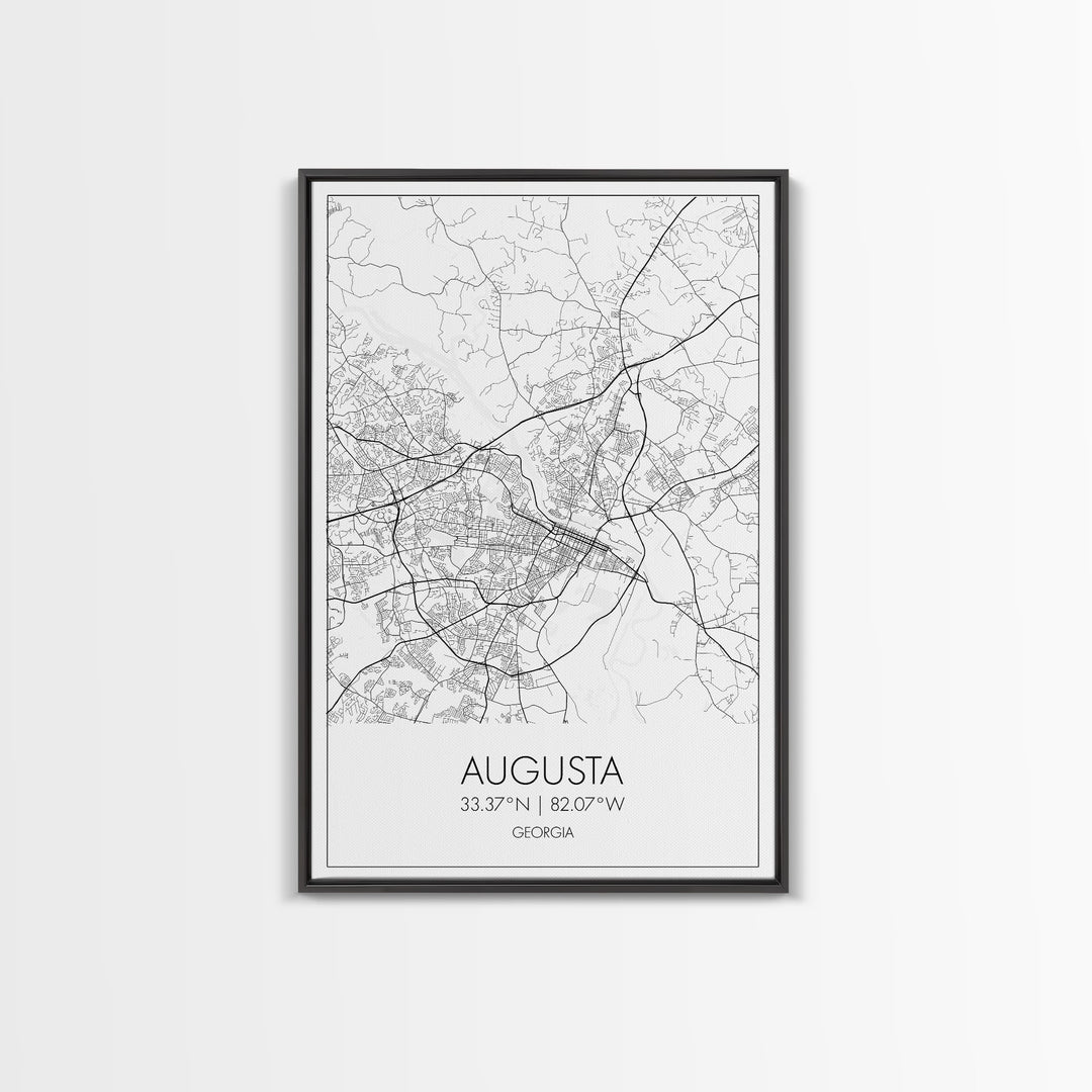 Augusta Street Map, Georgia Map, City Map Art, Dorm Wall Art, Adventure Wall Art, Minimalist Art, Wall Art, Canvas Print, Canvas Wall Art