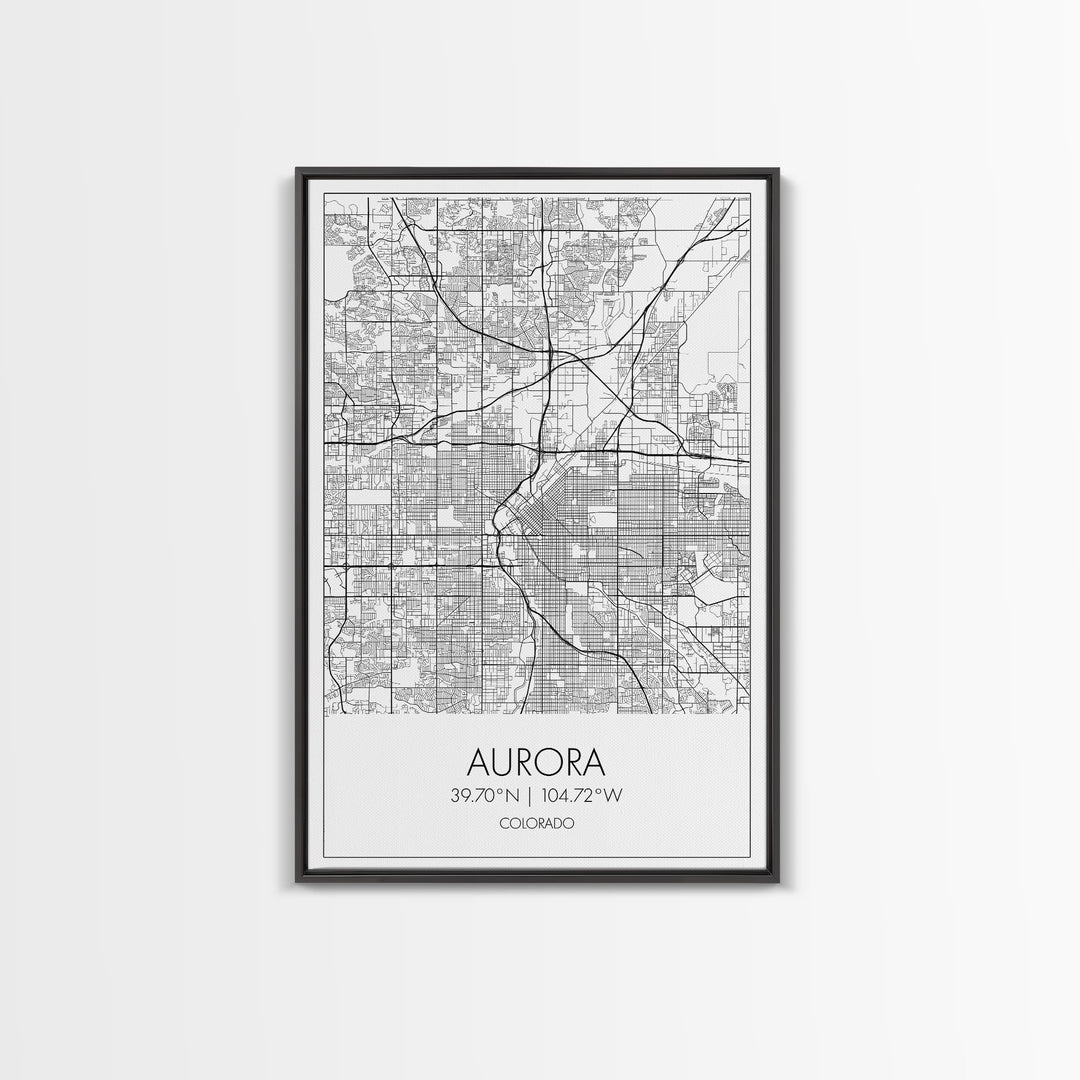 Aurora Street Map, Colorado Map, City Map Print, Travel Lover Gift, Above Bed Art, Minimalist Art, Wall Art, Canvas Print, Canvas Wall Art