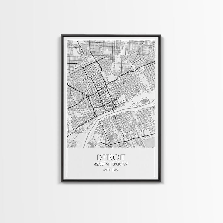 Detroit Street Map, Michigan Map, City Map Art, Minimalist Art, Wall Art, Canvas Print, Wall Art Bedroom, Travel Prints, Gift For Couple
