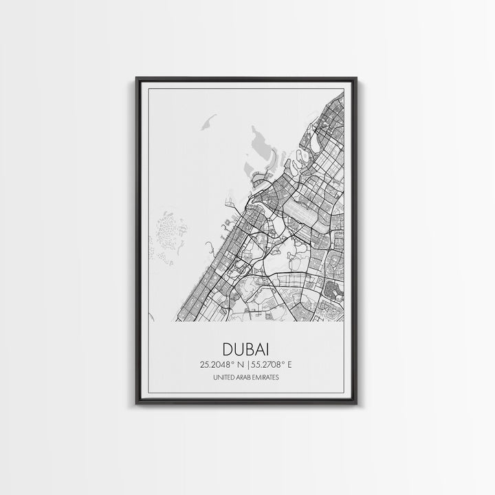 Dubai Street Map, UAE Map, City Map Art, Minimalist Art, Wall Art, Canvas Print, Aviation Gift, Travel Art, Office Décor, Unique Wall Art