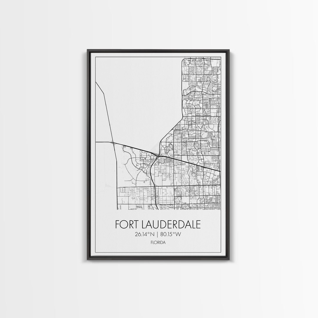 Fort Lauderdale Street Map, California Map, City Map Art, Minimalist Art, Wall Art, Canvas Print, Travel Art, Game Room Décor, Travel Gifts