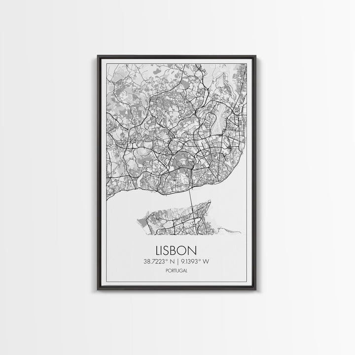 Lisbon Street Map, Portugal Map, City Map Art, Modern Wall Art, Wall Art, Canvas Print, Travel Décor, Above Bed Art, Gift For Couples