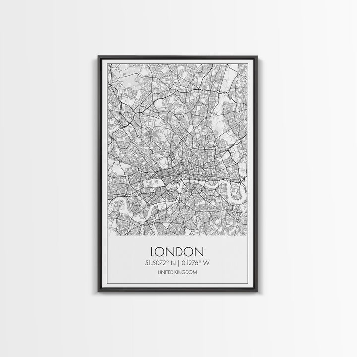 London Street Map, United Kingdom Map, City Map Art, Modern Wall Art, Wall Art, Canvas Print, Travel Art, Home Wall Décor, Bon Voyage Gift
