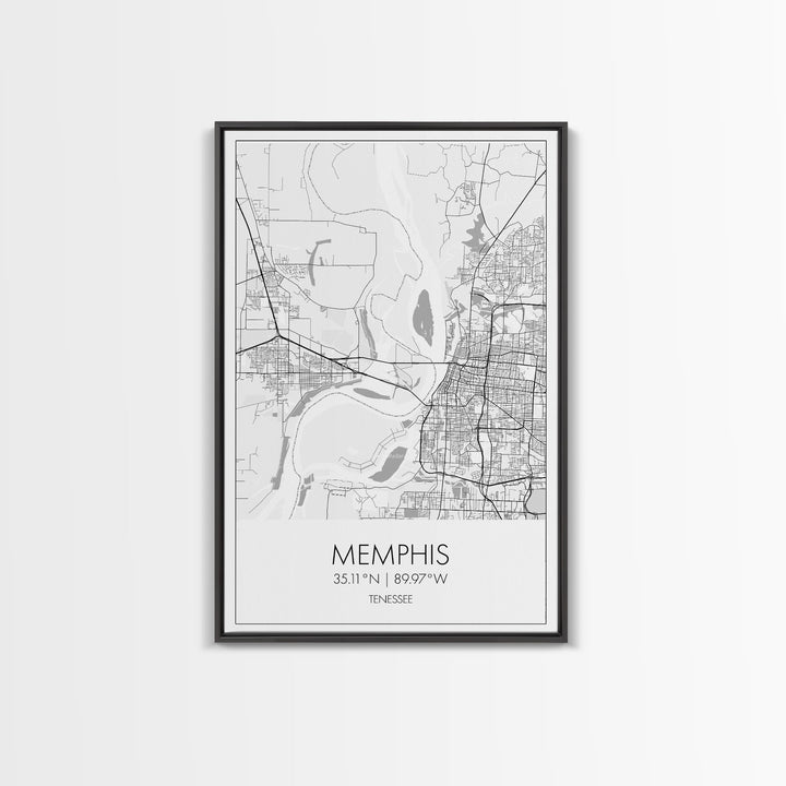Memphis Street Map, Tennessee Map, City Map Art, Modern Art, Wall Art, Canvas Print, Music Room Décor, Housewarming Gift, Travel Art
