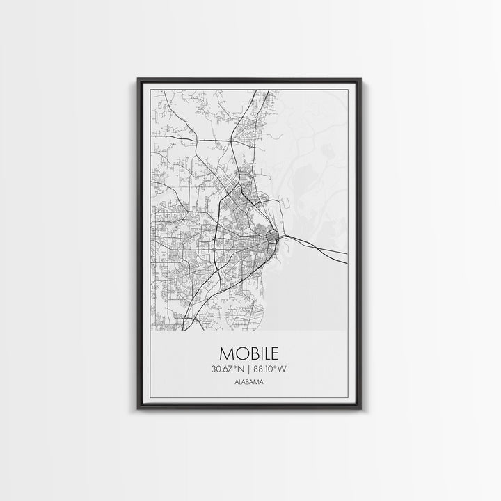 Mobile Street Map, Alabama Map, City Map Art, Modern Art, Wall Art, Canvas Print, Farmhouse Bedroom Art, Mother In Law Gift, Travel Art