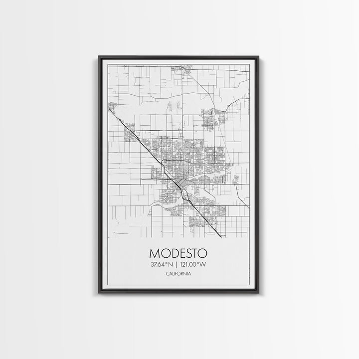Modesto Street Map, California Map, City Map Art, Modern Art, Wall Art, Canvas Print, Home Décor Wall Art, Friendship Gift, Travel Wall Art