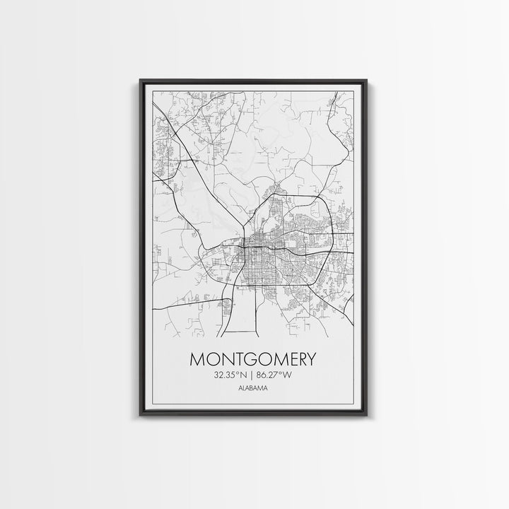 Montgomery Street Map, Alabama Map, City Map Art, Modern Art, Wall Art, Canvas Print, Bedroom Print, Family Gift, Travel Wall Décor