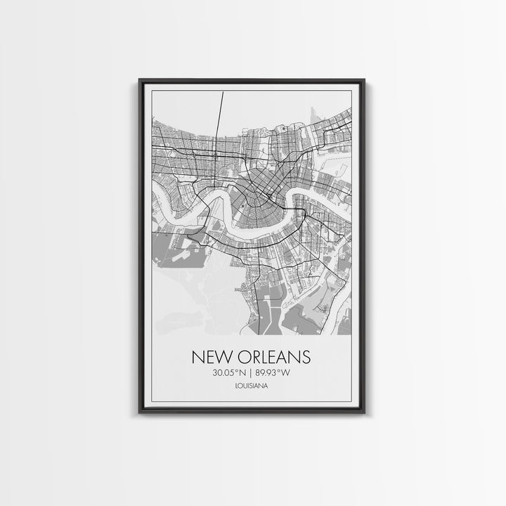 New Orleans Street Map, Louisiana Map, City Map Art, Modern Art, Wall Art, Canvas Print, Above Bed Art, Gift For Travelers, Travel Wall Art