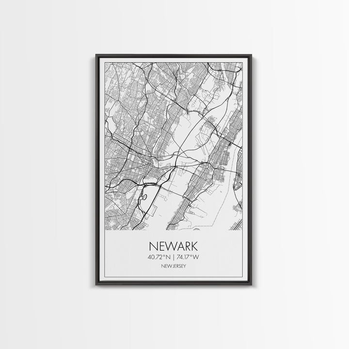 Newark Street Map, New Jersey Map, City Map Art, Modern Art, Wall Art, Canvas Print, Living Room Art, Best Friends Gift, Travel Art