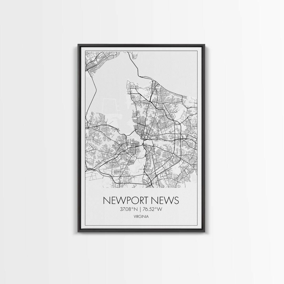 Newport News Street Map, Virginia Map, City Map Art, Modern Art, Wall Art, Canvas Print, Home Wall Décor, Girl Graduation Gift, Travel Art